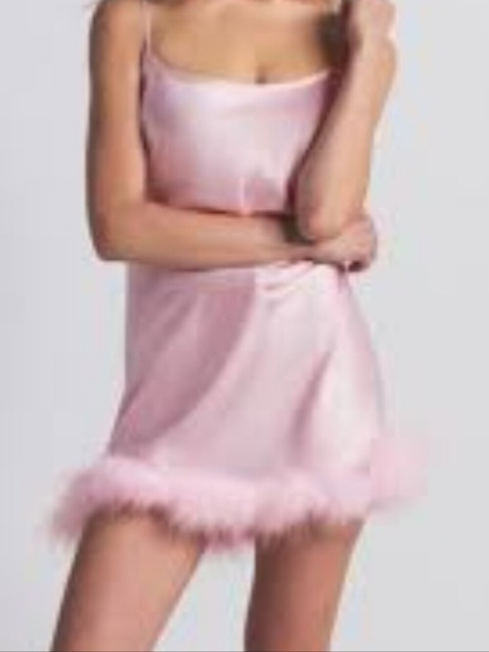 SKIMS Silk Feather Mini Dress Pink Cherry Blossom Women XSl NEW - Picture 6 of 6